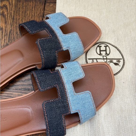 Hermes AUTHENTIC Oran Denim Sandals - worn twice